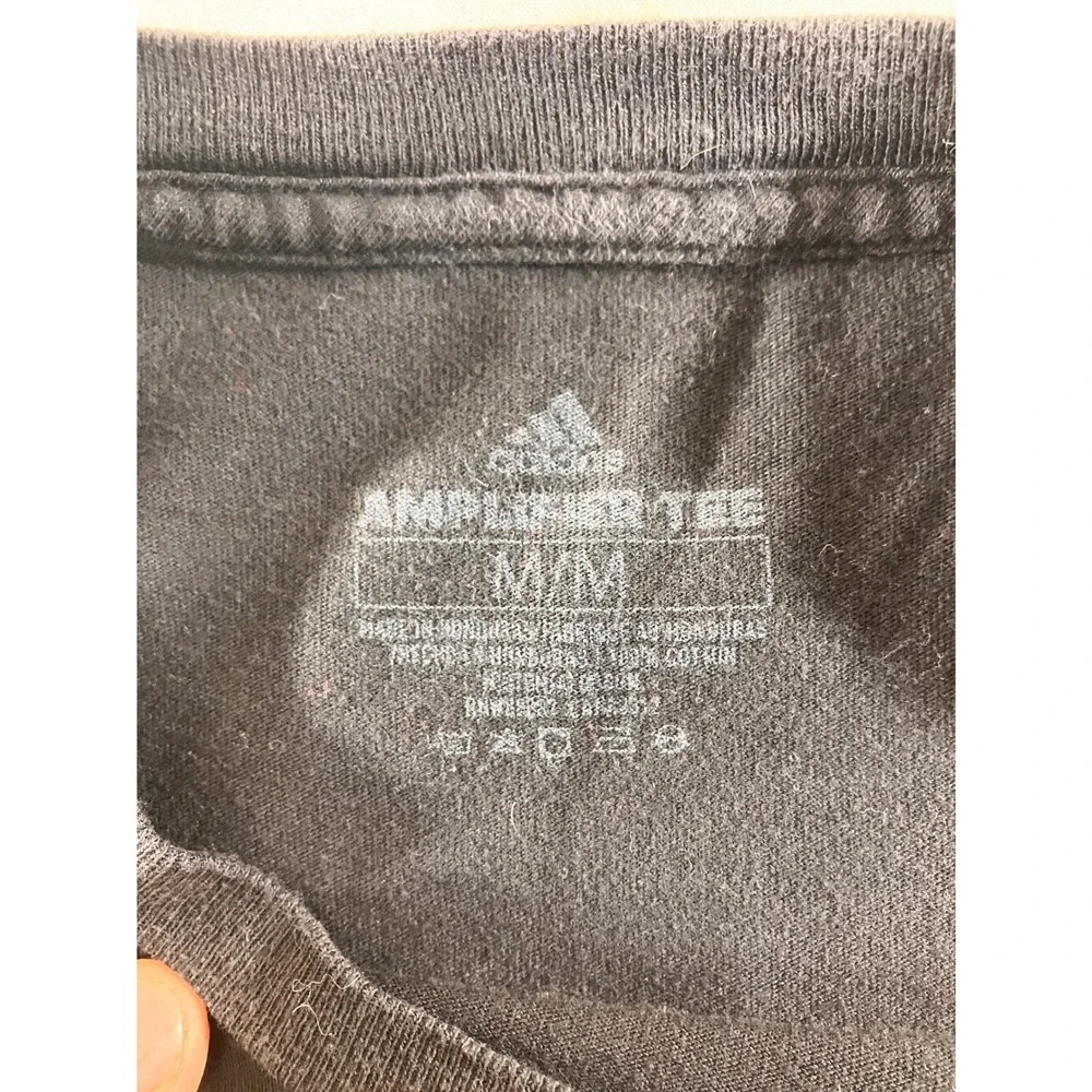 Adidas Black Long Sleeve T Shirt Men's‎ Size Medium M Cotton Logo Graphic Tee